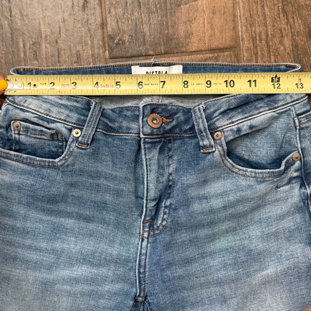 Pistola Mid-Rise Light Wash Crop Jeans with Raw Hem | Size 27 - Picture 5 of 6